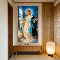 Lampe LED d'entrée de luxe, Décoration murale, Peinture DIY en porcelaine de cristal de la Vierge Marie, Art mural en gros