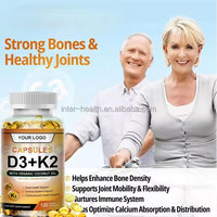 Capsules molles OEM Halal Vitamine D3 et K2 MK7 pour la santé osseuse et immunitaire, 50000 UI, 2-en-1 Vitamine D3 K2 en gélules souples