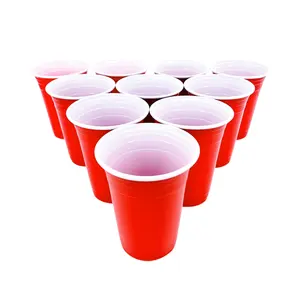 定制印花塑料杯派对游戏饮用红色白色和黑色vasos de plastico颜色粉色哑光一次性杯