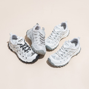Numeou Women's Chunky Sneakers White Silver Gray Black Mesh Thick Sole Mid Heel <b>Height</b> <b>Increasing</b> Sports <b>Shoes</b> - Product Image 1