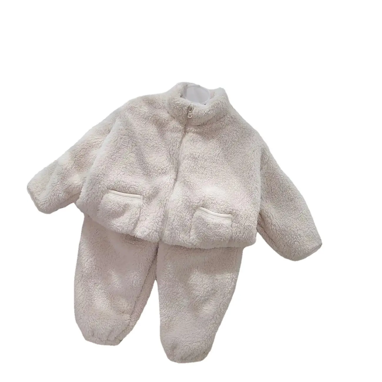 Vendita calda Comfort Soft coral fleece spessa home wear neonati maschi ragazze vestito set di abbigliamento unisex
