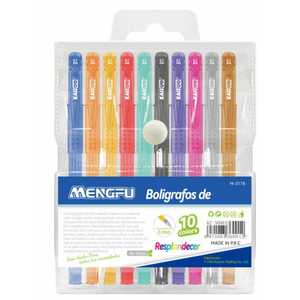 Set di 10 Penne Gel Fluorescenti con Impugnatura Triangolare Marca Mengfu con Custodia in PVC per Ufficio e Scuola Modello M-0178 - Product Image 1