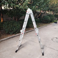 Große, faltbare Teleskopleiter aus langlebiger, leichter Aluminiumlegierung, 150 kg Tragkraft, 4 Stufen, einfache Bedienung, für Zuhause und Lager