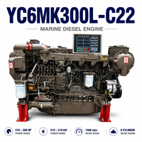 Moteur diesel de propulsion marine YUCHAI YC6MK300L 219 kW 330 CV 1500 tr/min pour navire de marchandises, bateau de pêche, bateau de travail