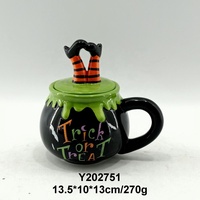 Tasse à café noire en céramique, décoration pour Halloween, avec chat à l'intérieur