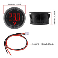 Monitor de batería de coche de 12V, voltímetro digital de CC de 4-100V, diseño compacto de 2 cables para mantenimiento de vehículos