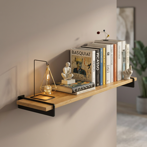 <b>Wooden</b> Wall Shelf <b>Metal</b> <b>Bracket</b> Shelf Rustic Wall Shelf Industrial Wall Shelf Modern Wall Shelf Wall Display Shelf Bedroom Shelf - Product Image 3