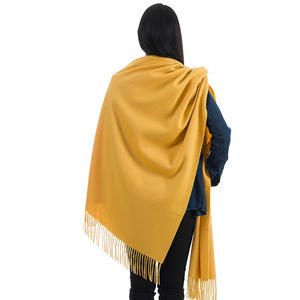 Mongolia Interior 100% chal de lana de cordero Real chal de lana de Color Beige sólido invierno grande grueso cálido estolas de lana para mujer - Product Image 5