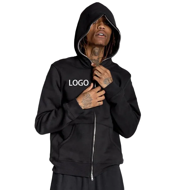 OEM Custom Design Unisex hoody jacket Men Heavy Fullzip Zipper heavi Hoodi Blank Full Face Zip Up Men's Hoodie