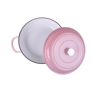 Marmite à frire en <span class=keywords><strong>fonte</strong></span> <span class=keywords><strong>émaillée</strong></span> rose antiadhésive personnalisée de luxe, 30 cm, compatible four et induction, pour la maison – Offre spéciale - Product Image 3
