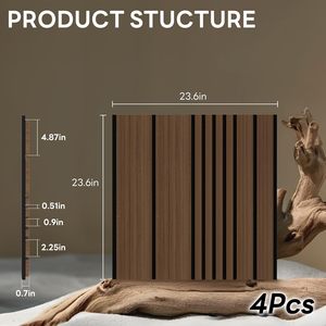 Panneaux muraux 3D insonorisants en bois, panneaux acoustiques absorbants le son, panneaux muraux acoustiques en bois à lattes pour chambre à coucher et salon - Product Image 2