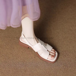 Factory Wholesale High Quality 's Brown Low Heels Casual Roman Sandals <b>Leather</b> <b>Pumps</b> for Shoes Women - Product Image 4