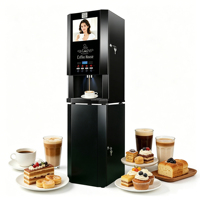 Distributore Automatico di Caffè da Banco Multimediale con 3 Bevande Calde e 3 Fredde, Macchina per Caffè Istantaneo a Doppia Temperatura con Pulsanti Touch