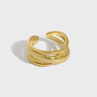 Bague géométrique en forme de X à plusieurs couches en argent sterling 925 plaqué or 18 carats classique à la mode pour femmes