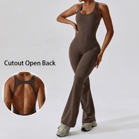 Combinaison de sport pour femme Gym Sculpt, séchage rapide, coupe ajustée, dos ouvert, longueur intégrale, pour yoga, danse, fitness, effet push-up
