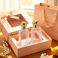 Flacon de parfum vide en verre rose de luxe personnalisé 50ml 100ml avec bouchon doré Flacons de parfum avec boîte Flacons de parfum vides pour femme