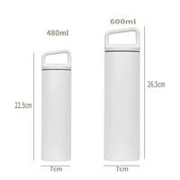 Bouteille d'eau sous vide à double paroi avec poignée en acier inoxydable avec revêtement en poudre de 16oz 20oz