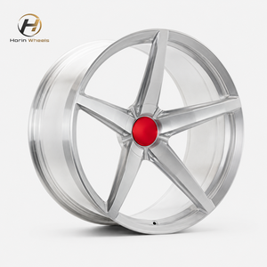 Jantes en aluminium forgé 6061-T6 brossé argenté de 15, 16, 19 et 20 pouces, 5 branches, de luxe, avec enjoliveur central rouge pour BMW, Porsche, <span class=keywords><strong>Ferrari</strong></span> - Product Image 2
