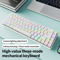 AK68 Triple Mode Mechanical 2.4G+BT+USB-C RGB 22 Backlight Effects 5 Brightness PBT Translucent Keycap 1500mAh Plug&Play Full
