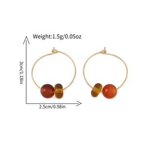 Pendientes de Aro de Acero Inoxidable con Ágata Asimétrica Estilo Boho Vintage Fatingna, Pendientes Colgantes de Piedra Natural con Baño de Oro de 18K para Mujer - Product Image 5