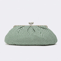 Pochette élégante à motif écossais avec fermoir Kiss-Lock, Nouveauté 2026, Sac en toile à poignée supérieure de style décontracté, Sac à bandoulière et à porter sous le bras en polyester pour femme, au look haut de gamme