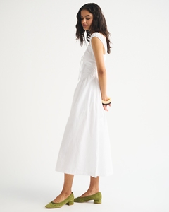 Robe d'été LEDUO 2026 nouvelle collection, style vintage décontracté, en coton blanc, bustier, col cœur, manches courtes, coupe trapèze - Product Image 2