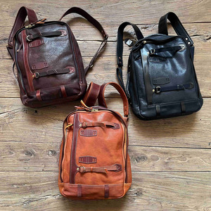 Sac à dos pour ordinateur portable en cuir Marron Café Noir Unisexe Bretelles durables Couleur unie Loisirs Voyage Hiver 2023 - Product Image 1