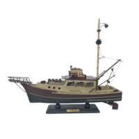 Bateau de pêche en bois modèle Orca 37 cm - Le film 'Jaws' - Bateaux célèbres personnalisés - Décoration antique pour la maison et le bord de mer