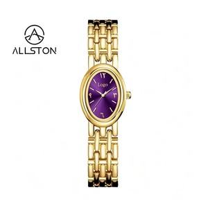 Reloj de <span class=keywords><strong>Mujer</strong></span> de Lujo, Marca Famosa, Ovalado, Estilo Antiguo, Números Arábigos Dorados, Movimiento de Cuarzo, Caja de Aleación, Diseño Minimalista y Ligero - Product Image 4