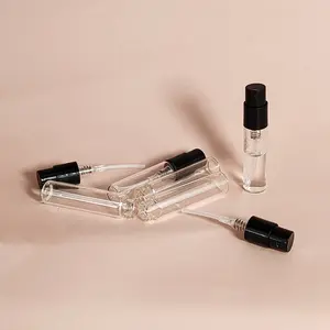卸売カスタム2ml3mlプラスチックアルミニウムガラススプレーブラックエンプティ香水テスターボトル