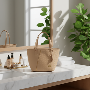 Fana Cayetana Bolsa de maquillaje de gran capacidad para mujer, estuche de cosméticos ecológico de estilo moderno con patrón a cuadros de poliéster M3849 - Product Image 2