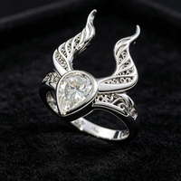 Bague en argent sterling 925 avec moissanite taille poire, motif bois de cerf, filigrane vintage, creuse et sculptée, style gothique, pour femme