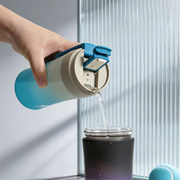 Gobelet à café PC 400 ml pour enfants, ouverture à boire directement, avec poignée – Étanche, réutilisable, écologique, sans danger pour les aliments, pour la rentrée scolaire