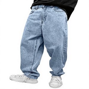 Men's Regular Fit Straight Harem Jeans Plus Size High Washed Denim Casual Style Spring Wear Resistant Wrinkle Quick Dry - Product Image 3