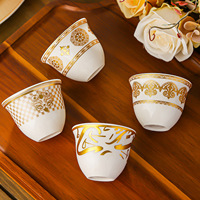 Ensemble de tasses à café arabes en céramique, tasses à thé turques personnalisées, logo personnalisé, fabricant en gros, style moyen-oriental, tasse à cawa en porcelaine