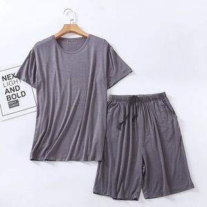 Conjunto de <span class=keywords><strong>Pijama</strong></span> de Verano para <span class=keywords><strong>Hombre</strong></span>, Modal, Cuello Redondo, Manga Corta, Pantalones Cortos, Holgado, Informal, Talla Grande, Ropa de Dormir para el Hogar - Product Image 6