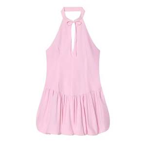 Vestido Halter con Cuello en V, Lazo y Dobladillo con Volumen, Estilo Dulce y Moderno para Mujer, Primavera - Product Image 2