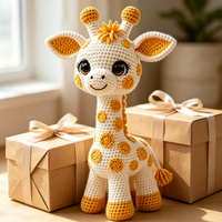 Kit de crochet girafe fait main, matériel de tricot DIY, pack d'artisanat amigurumi animal mignon, cadeau pour adultes et débutants