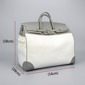 Sac de voyage en platine inspiré du style Old Money vintage Grand sac de week-end en toile et cuir pour homme - Product Image 4