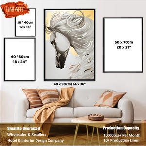 Uniart Hot Bán Thiết Kế Hiện Đại Phong Cách Hand Painted Ngựa Động Vật Tường Nghệ Thuật Vàng Lá Tác Phẩm Nghệ Thuật Sơn Cho Trang Trí Nội Thất - Product Image 5