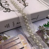 Ruban de dentelle Kalong XK fait main, largeur 1 cm, perles brillantes, tubes, garniture en tulle, sequins écologiques, décorations pour col de robe