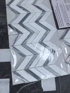 Carrara White Marble <b>Mosaic</b> Tiles 10mm Thick Modern Round for Room - Product Image 3