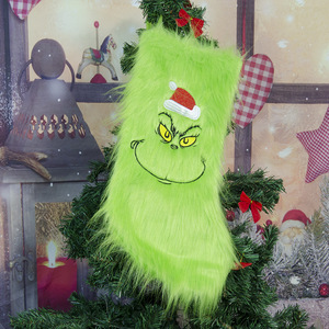 Chaussettes <span class=keywords><strong>de</strong></span> Noël personnalisées en peluche Monstre Vert Elfe <span class=keywords><strong>Grinch</strong></span>, chaussettes <span class=keywords><strong>de</strong></span> Noël <span class=keywords><strong>Grinch</strong></span> en fausse fourrure douce pour la décoration <span class=keywords><strong>de</strong></span> la maison - Product Image 6