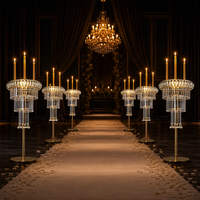 Support de centre de table haut de gamme en verre et cristal avec franges de fleurs en cristal à plusieurs niveaux pour mariage
