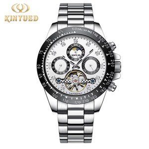 KINYUED – montre automatique mécanique pour hommes, bracelet en acier inoxydable, phase de lune, cadran en diamant, étanche 3 bars, affichage lumineux, vente en gros - Product Image 3