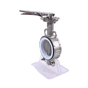 โรงงานจีน ราคาดีที่สุด ผลิตตามสั่ง ซีล PTFE แบบหนีบสแตนเลส ทนอุณหภูมิสูง ทนสารเคมี D71F-16P วาล์วผีเสื้อแบบ Low Butterfl - Product Image 4