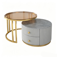 Ensemble de tables basses en pierre de luxe moderne, table d'appoint simple pour salon, table à thé pour la maison