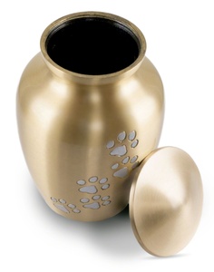 Urna Conmemorativa para Mascotas de Alta Calidad, Urna de Cremación Dorada con Huellas Plateadas, Urna de Metal para Cenizas de Perros y Gatos, Venta al Por Mayor - Product Image 2