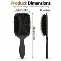 Brosse à perruque avec poils de sanglier et de nylon, design grand format en forme de pagaie et coussin en caoutchouc pour l'entretien des postiches, vente en gros