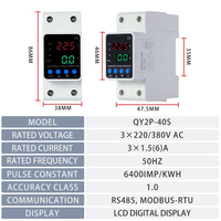 QY2P-40S Meteran Watt-Jam Digital Satu Fasa Empat Tombol Khusus Digital Kelas Akurasi 1.0 80A 0-999999.9 kWh